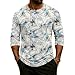 Men’s Casual Loose Fashion Henley Shirts 3/4 Sleeve Printed Pullover Tops 3 Button Comfortable Crew Neck Blouses