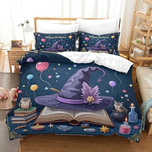 Parure de lit chapeau de sorcière idée cadeau fille lit single 140x200