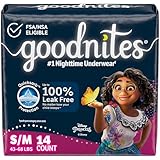 Goodnites Girls' Nighttime Bedwetting Underwear, Size S/M (43-68 lbs), 14 Ct