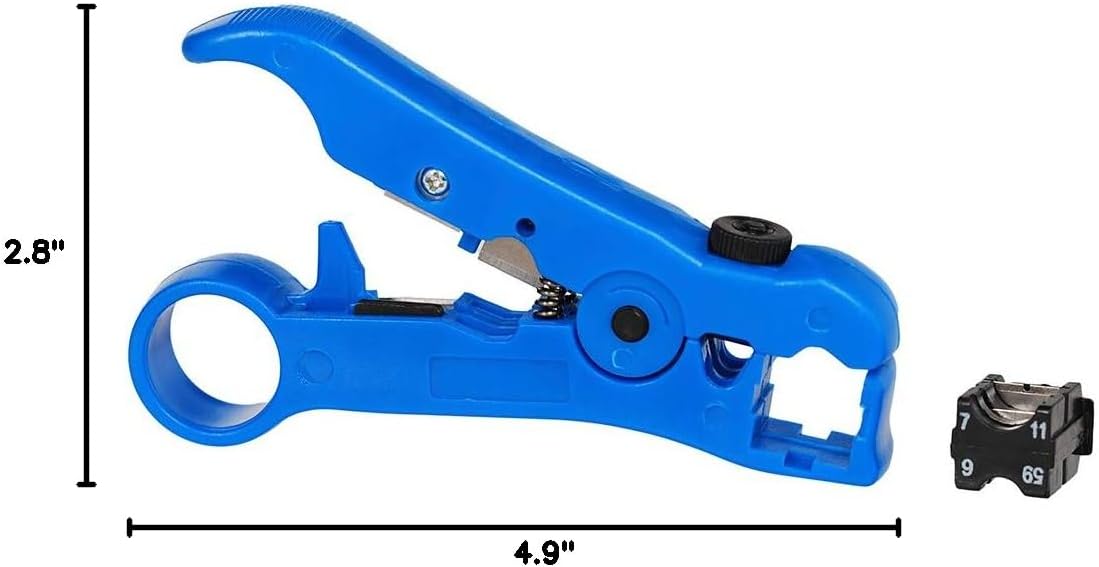 Universal Multifunctional Automatic Wire Stripper Cutter,Manual Stripping Tool, Cable Stripping Pliers for Flat or Round RG-59 RG-6 RG-7 RG-11(Blue)