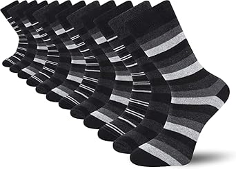Black Socks for Men in Heel and Toe Style, Men s Socks Multipack 6-11 UK