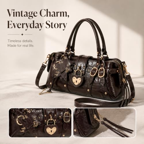 Image of Shoulder Purse for Women, Leather Women's Handbag Y2k Aesthetic Coquette Shoulder Bag Hobo Punk Trendy Ladies Purse
