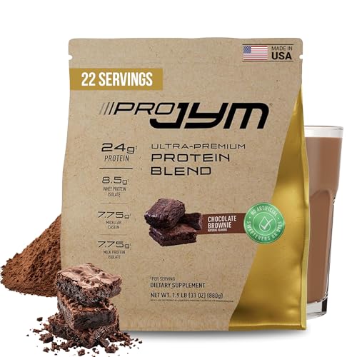 JYM Supplement Science Pro JYM Natural Chocolate Brownie Protein Powder Blend - Whey Protein Isolate, Casein, & Milk Protein Isolate, for Men & Women Recovery Shakes, 22 Servings