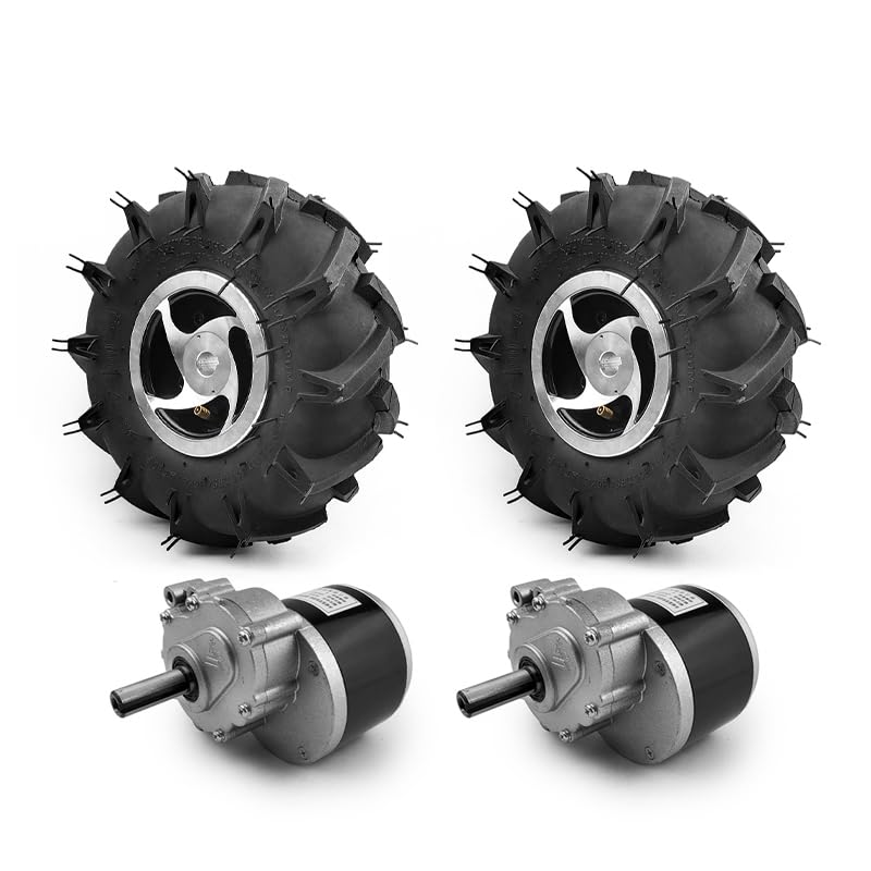 Dual Drive Motor Wheel Kit for Electric Agricultural Tool, Tiller, Garden Farm, Hand Cart, L-faster, 10 Inch Tire, 24V, 700W (no Joystick, Max speed 4kph)