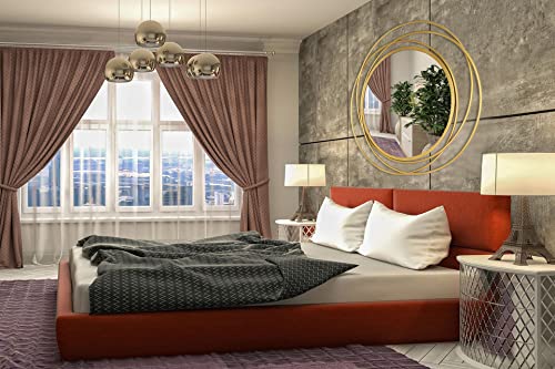 36"*36" Round Bathroom Mirror With Anti-Rust Metal Frame, Wall Mounted Mirror, No Stand, Large Fashion Decor Mirrors For Living Room, Bedroom, Entryway (Gold) #TOP4