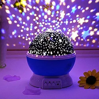 ALI SHIPPING Night Light Lamp Projector, Star Light Rotating Projector, Star Projector Lamp with Colors and 360 Degree Moon Star Projection with USB Cable,Lamp for Kids Room