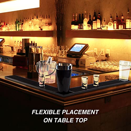 Barsics Rubber Bar Service Mat For Counter Top 24" X 3.5" (Black 3-Pack) #TOP4