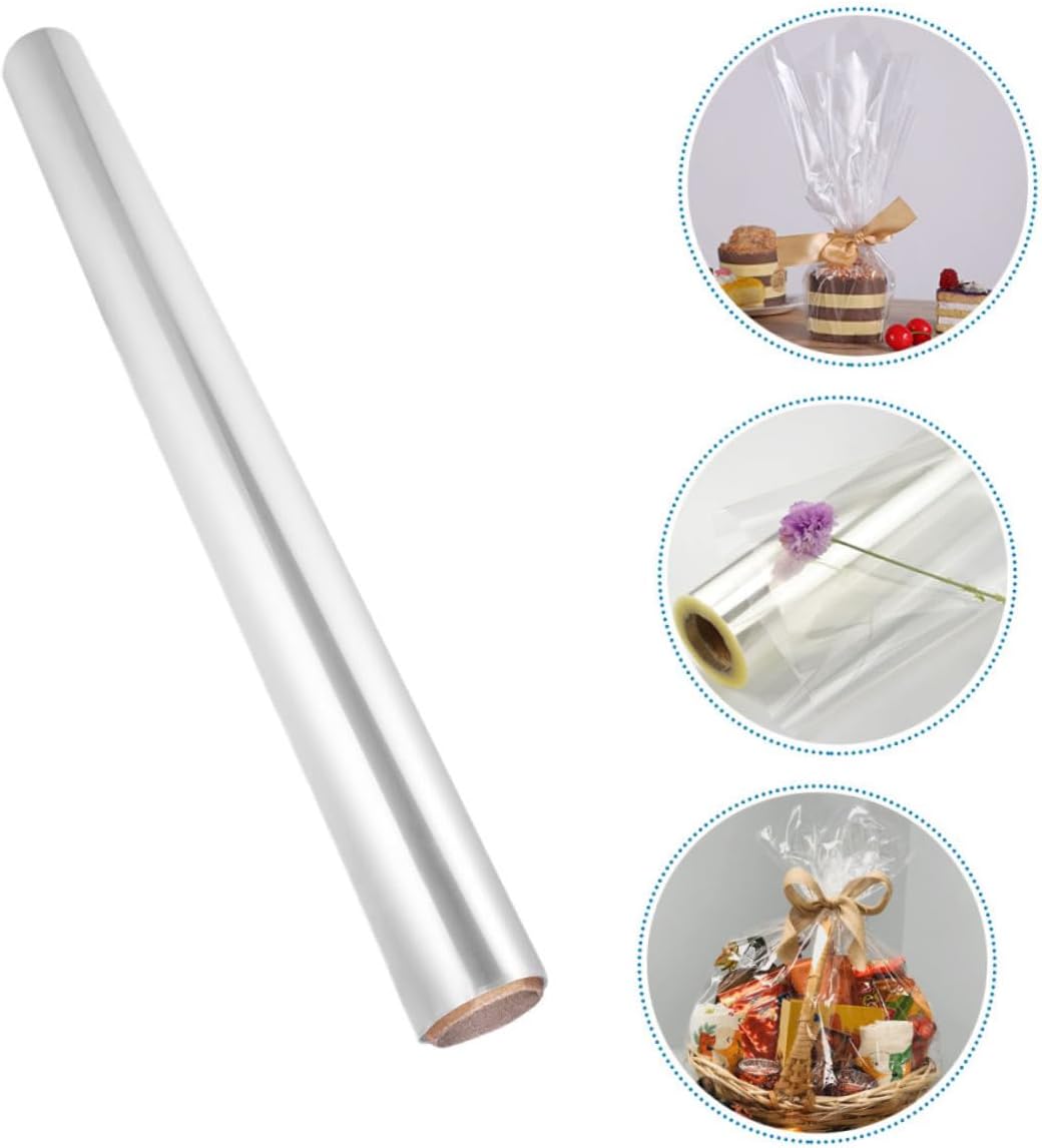 Happyyami 2rolls Transparent Flower Wrap Film for Diy Crafts Gift Wrapping and Floral Arrangements Easy to Cut Versatile Cellophane for Flowers and Baskets