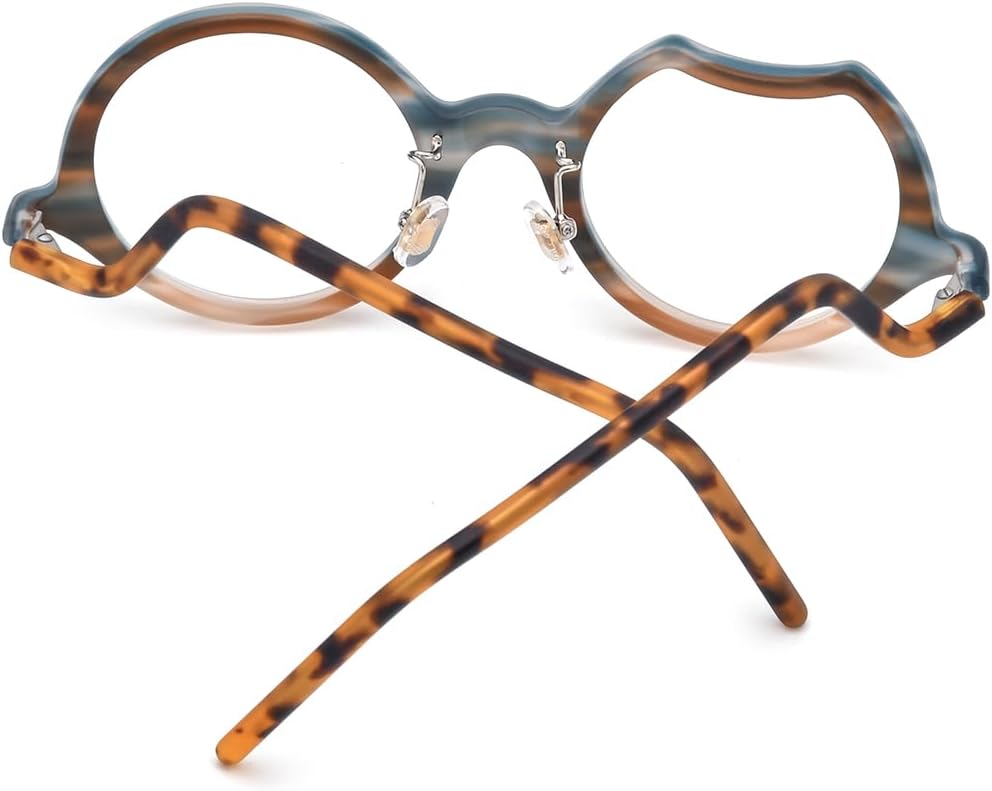 HEPIDEM Multicolor Acetate Glasses Frame Women,Round Vintage Retro Optical Eyeglasses 9265 - Image 4