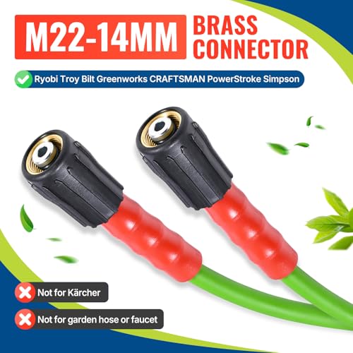 Image of YAMATIC Flexible Pressure Washer Hose 30 FT 1 /4 inch, M22-14mm Females