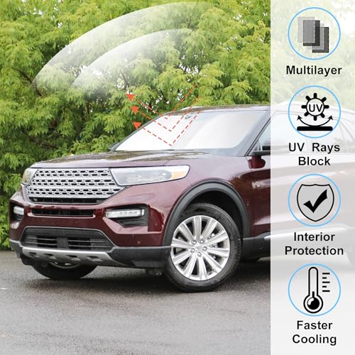 Image of Windshield Sun Shade Fit for 2020-2024 2025 2026 Ford Explorer SUV, ST XLT, Limited, Platinum Accessories Foldable Sunshade Sun Visor Protector Keep Car Cool