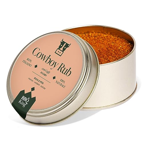 BBQ KING - Cow Boy Rub Confezione da 70 Gr, Dry Rub Bbq per Bistecche Ideale per Barbecue e Grill, Set Spezie Cucina 100% Made in Italy, Miscela di Spezie per Bistecche, Hamburger o Arrosti