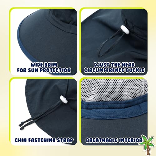 Duoyeree UV Protection Toddler Sun Hat - UPF 50+ Beach & Summer Hat for Kids - Wide Brim Hat for Boys & Girls3
