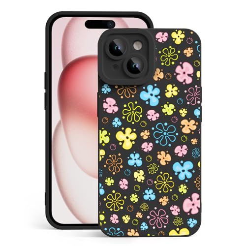 CASBST for iPhone 15 Phone Case, Printed Silicone, Colorful Flowers - image 1