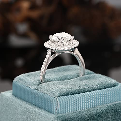 Moissanite Ring - Vintage Design Anniversary Ring - Excellent Round Cut 2.00 Carat Moissanite Women Ring - Double Halo 925 Silver Handcrafted Ring - Unique Moissanite Ring Set - Gift For Wife2