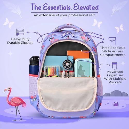 Image of Gear Flamingo 15 inch /21L Medium Water Resistant School Bag | Casual Backpack | Daypack | Travel Backpack | Kids Bag for Boys /Girls (Purple - Pink)