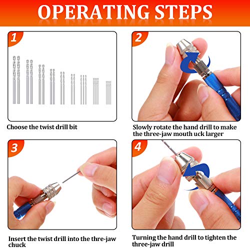 Mudder 27 Pieces Pin Vise Hand Drills Bits Set Semi-automatic Spiral Rotary Tool with 25 Pcs 0.5-3 mm Micro Twist Drill Bits for Resin Polymer Clay Craft DIY Jewelry Electronic Assembling