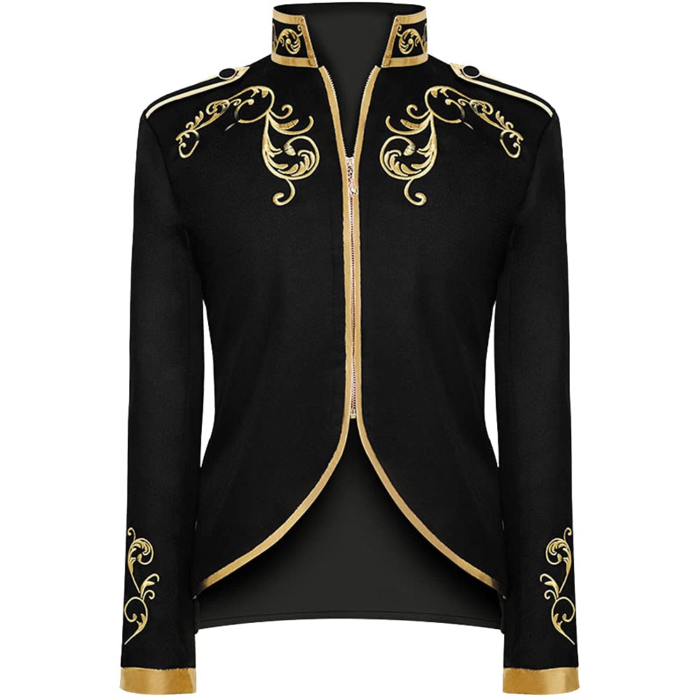 Men's Court Stylish Prince Uniform Gold Embroidered Jacket Suit Costume