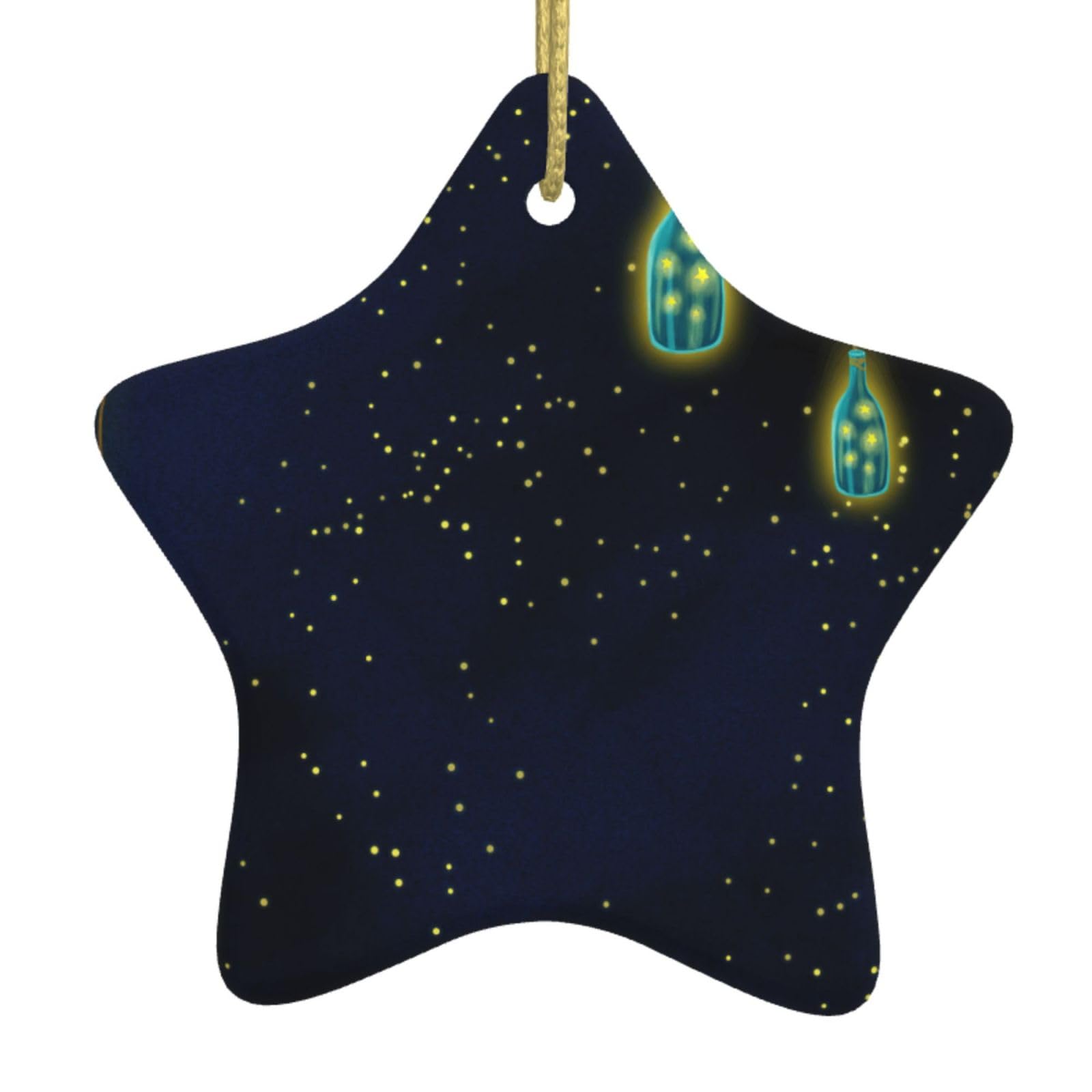 Nbtghga White Beautiful Bottle Of Under The Night Sky Print Christmas Ornaments, Ceramic Hanging Ornament, Round Shape Decorations