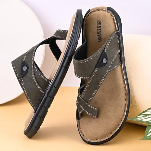 Image of Centrino Men's Sandals | Stylish Strap Sandal with Grip Insole | Thong Sandals with Comfortable Flip-Flop with Cushioned Footbed | Comfortable Casual Footwear for Office, Travel & Walking (9582)