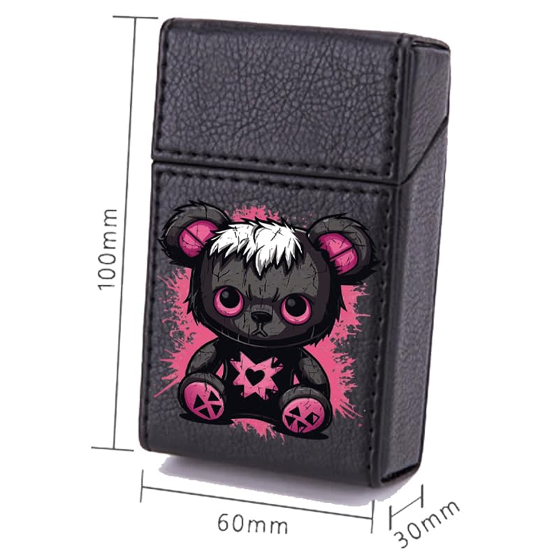 Etui Boite en Cuir Paquet De Cigarette Noir Kawaii Nounours
