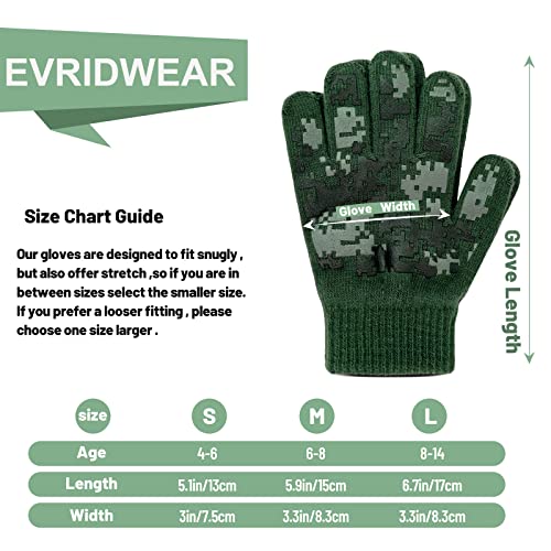 Image of EvridWear Boys Girls Magic Stretch Gripper Gloves 3 Pair Pack Assortment, Kids One Size Winter Warm Gloves Children