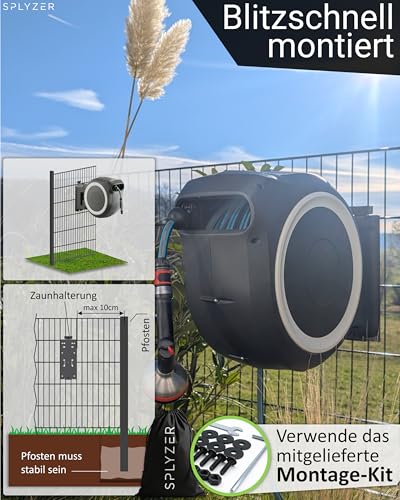Schlauchbox Halterung für Doppelstabmattenzaun – universal Kompatibel mit Schlauchboxen & Schlauchtrommeln – Halter zur Zaunmontage, witterungsbeständig & pulverbeschichtet Anthrazit – SPLYZER®