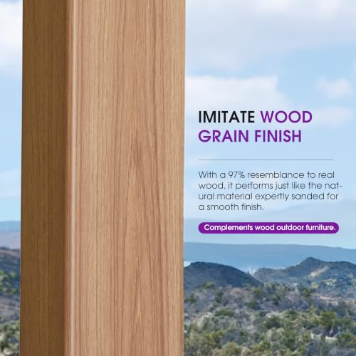 Image of PURPLE LEAF Patio Umbrella 9' x 12' 360 Rotation, Wood Grain, Beige