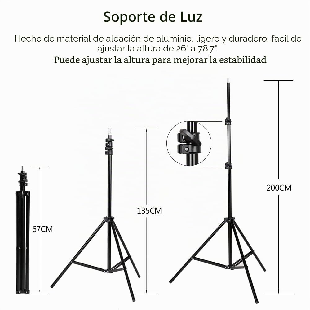Andoer Juego de iluminación softbox 2 x 50 x 70 cm, 2 x 4 en 1, 2 trípodes de luz de 2 m, bolsa de transporte para estudio, fotografía de producto y moda, YouTube