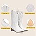 RURUNA Cowboy Boots for Women Mid Calf White Cowgirl Boots Square Toe Western Boots Womens Cowboy Boots Chunky Heel botas vaqueras para mujer