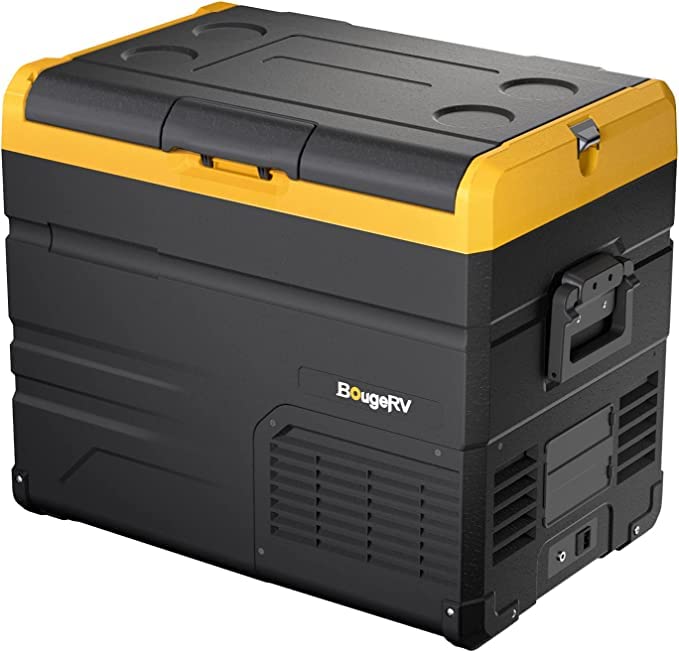 BougeRV 12 Volt Car Refrigerator Dual Zone, Portable Freezer Fridge APP Control E45(48QT)-no wheels,12/24V DC,110~240VAC, -4℉-68℉(No Wheels)