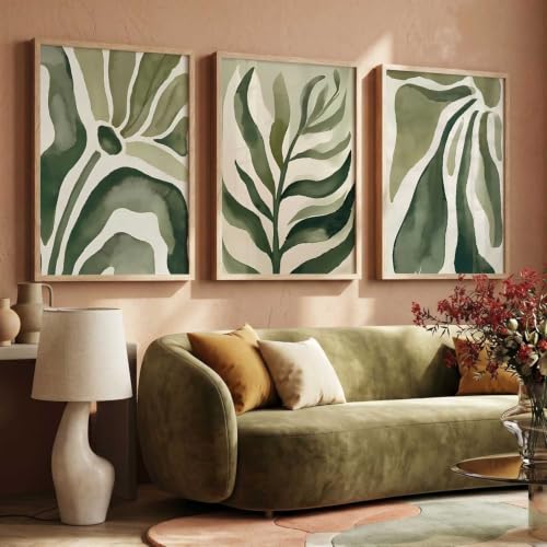 Image of kotart Boho Floral Art Home Decoration Painting | Floral Aesthetic Paintings With Frame For Living Room Bed Room Hotel Wall Decor Digital Reprint Set of 3 (35x37 Inch)