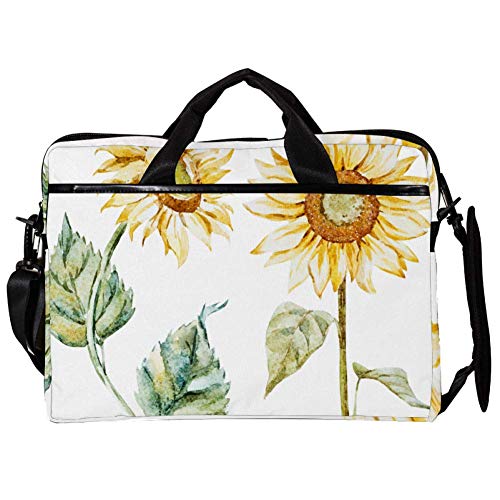Sac à bandoulière pour ordinateur 14 pouces jaune tournesol étanche et antichoc avec poignée