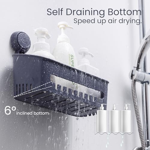 Taili Shower Caddy Drill-Free With Vacuum Suction Cup Removable Shower Shelf Storage Basket For Shampoo & Toiletries thumb #4