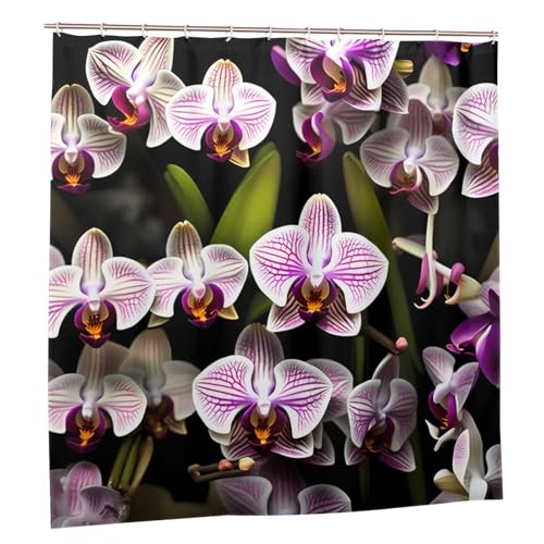 Rideau de douche imprimé orchidées en polyester lavable 183 x 183 cm - 3