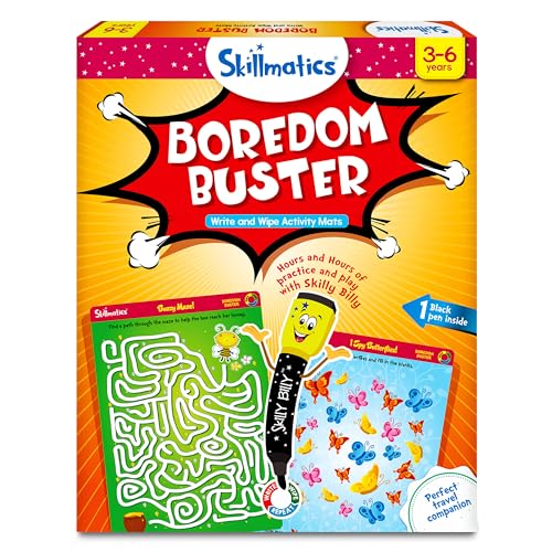 Skillmatics Educational Game - Boredom Buster, Reusable Activity Mats with Dry Erase Marker, Gifts, Travel Toy, Ages 3 to 6