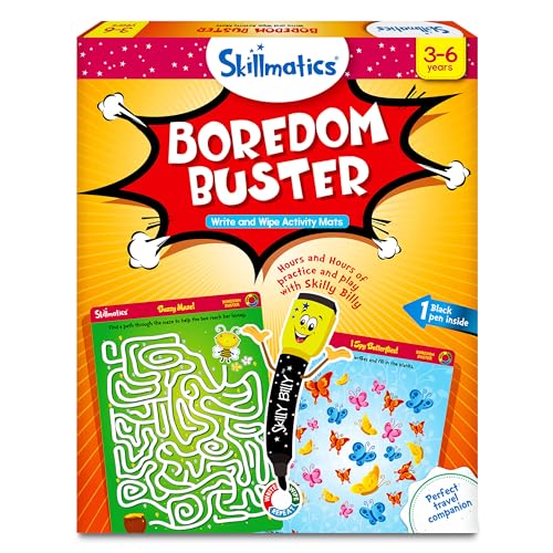 Skillmatics Educational Game - Boredom Buster, Reusable Activity Mats with Dry Erase Marker, Gifts, Travel Toy, Ages 3 to 6