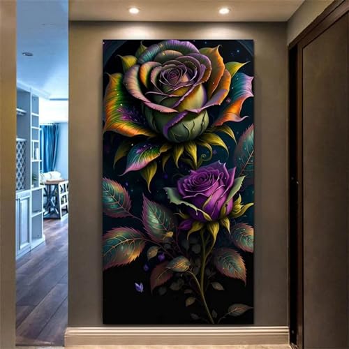 Diamond painting 5D complet rose géant 110x256cm, kit broderie strass cristal pour adulte