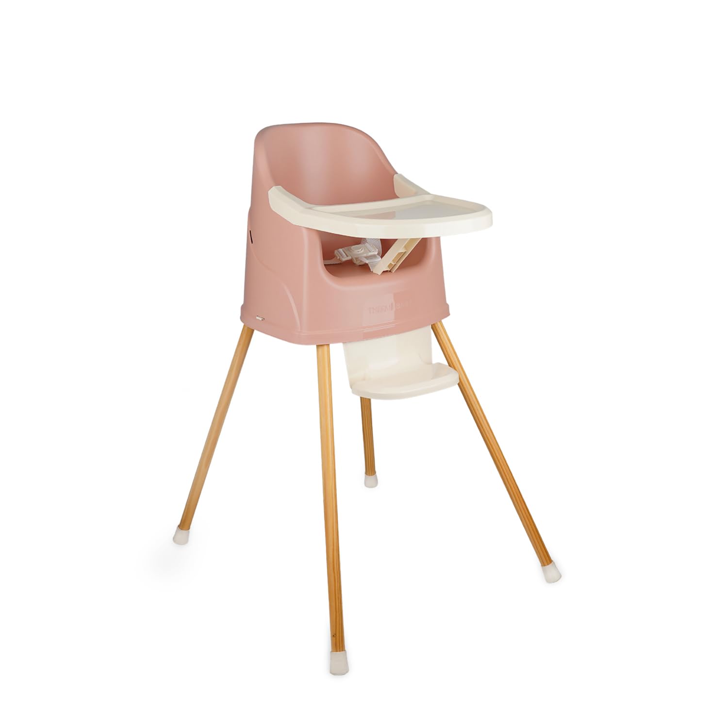 THERMOBABY - Chaise Haute Bébé 2 en 1 Youpla - Évolutive En Rehausseur Chaise Enfant - Tablette Amovible - Harnais 3 Points - Dès 6 Mois, Jusqu'à 3 Ans ou 15kg - Fabriqué En France - Rose Câlin