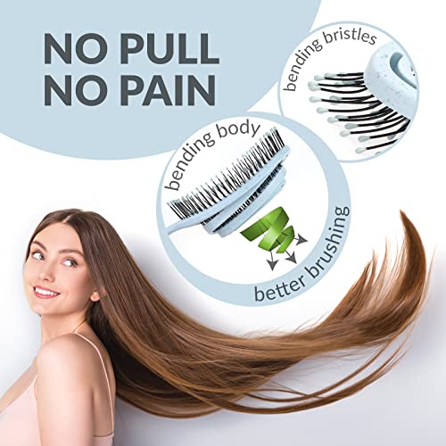 Foto von marQus Bio Haarbürste ohne Ziepen mit einzigartiger Doppelspiralfeder und noch mehr Borsten zur optimalen Druckverteilung und Pflege, Entwirrbürste für jeden Haartyp, 1 Stück, Farbe Arctic Blau