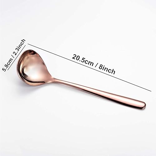 Miniatura 9 de Comicfs Paquete de 4 cucharones pequeños de acero inoxidable SUS 304 Cucharón para sopa para salsa, cucharón de 8 pulgadas (plateado)
