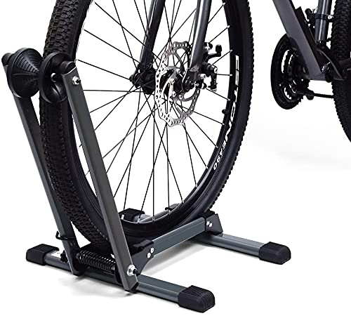 LYCAON Foldable Bike Stand Floor Alloy Bicycle Stand (Ultimate Gray), Bicycle Floor Wheel Stand Holder, Fit 20â€-29â€, Indoor Outdoor Parking Rack Stand for Garage â€“ Classic