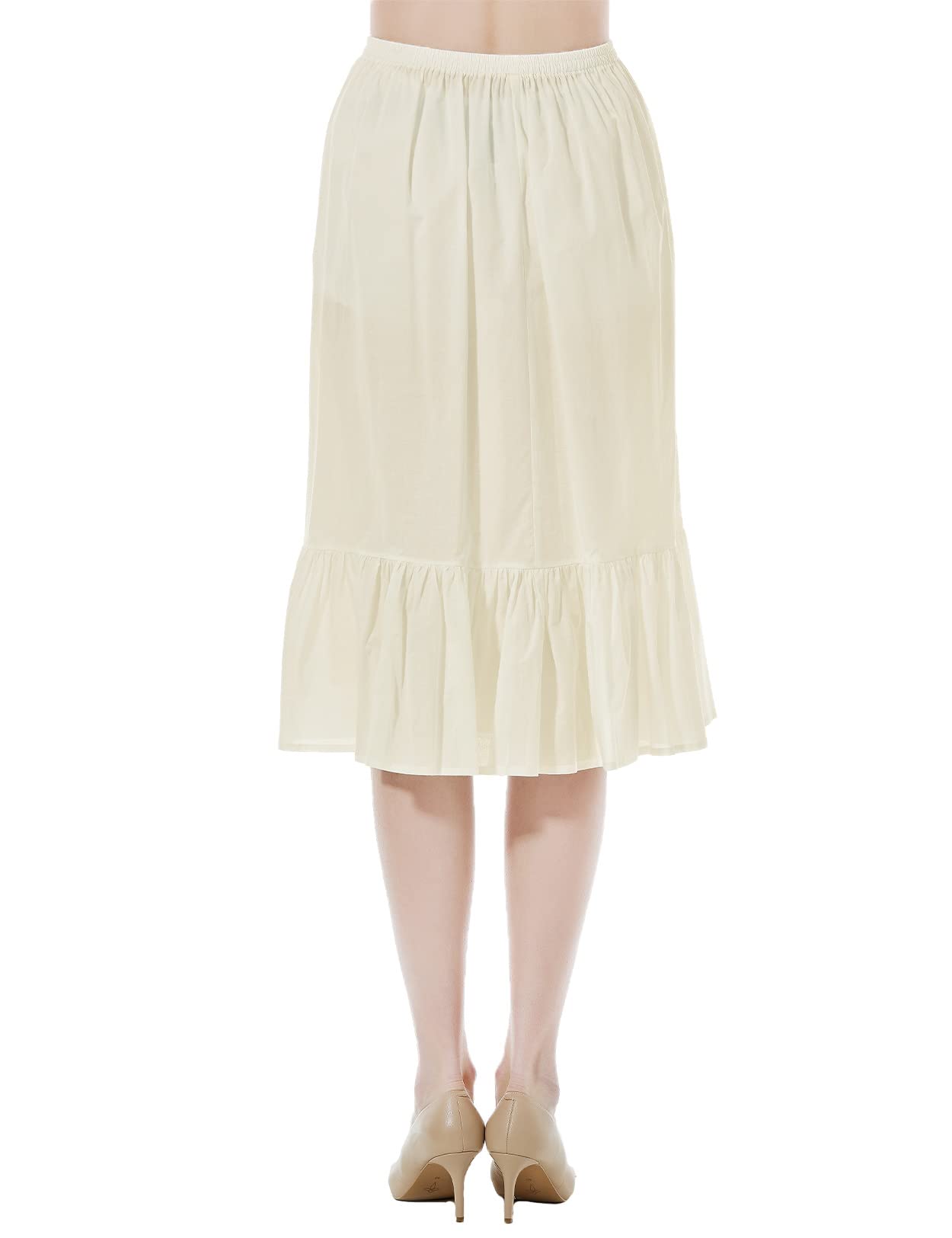 BEAUTELICATE Unterrock Damen 100% Baumwolle Lang Antistatisch Petticoat Halbrock Unterkleid für Kleid mit Rüschen Schwarz Elfenbein Weiß