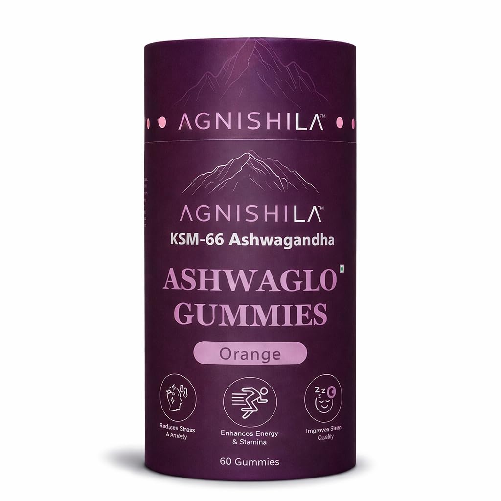 [BRSRGFDYCINRUCY7] KSM-66 AshwaGlow Gummies | Agnishila KSM-66 Aswagandha Gummies | Reduces Anxiety, Deep Calm & Relaxation, Improves Sleep Quality | No Added Sugar | Pack of 60
