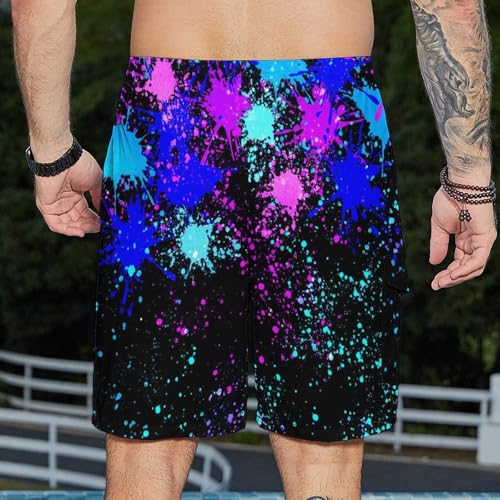 CHILL·TEK Men's Swim Trunks with Compression Liner, Splatter Beach Shorts for Men Quick Dry Swimming Shorts for Surfing2