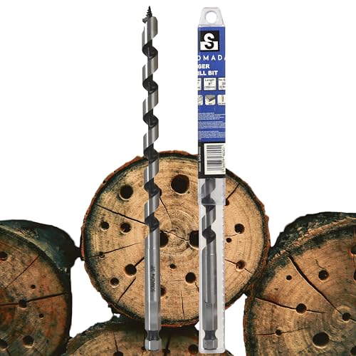SOMADA 3/8-Inch x 8-Inch Auger Drill Bit for Wood, Quick Change Hex Shank 3/8-Inch, Ship Auger Long Drill Bit for Soft and Hard Wood, Plastic, Drywall and Composite Materials