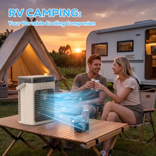 Portable Air Conditioners, Personal Evaporative Air Cooler, 3-Speed Small AC Fan, 8H Auto-off, Mini Air Conditioner, Cooling Fan for Car, Desktop, Camping, Bedroom, Office — view 3