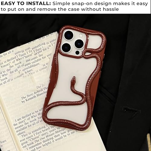 Image of Kraptick Slim iPhone 16 Pro Case - Electroplated Thermoplastic Mobile Cover with Hollow Snake Design Phone Case Lightweight, Durable & Stylish Fit for iPhone 16 Pro -(Red)