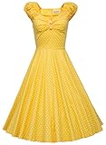 MUXXN Women's 1950s Style Vintage Swing Party Dress (XL, Yellow WD)
