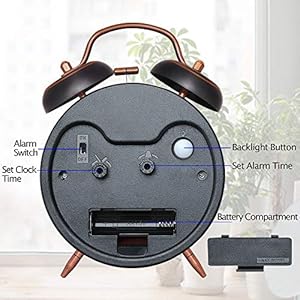 Peakeepretro4inchesbatteryoperatedtwinbellloudalarmclockblackwitharabic Urban Country Home Decor Peakeep retro 4 inches battery operated twin bell loud alarm clock black with arabic urban country home decor